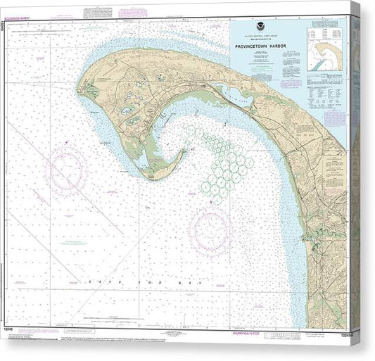Nautical Chart-13249 Provincetown Harbor - Canvas Print
