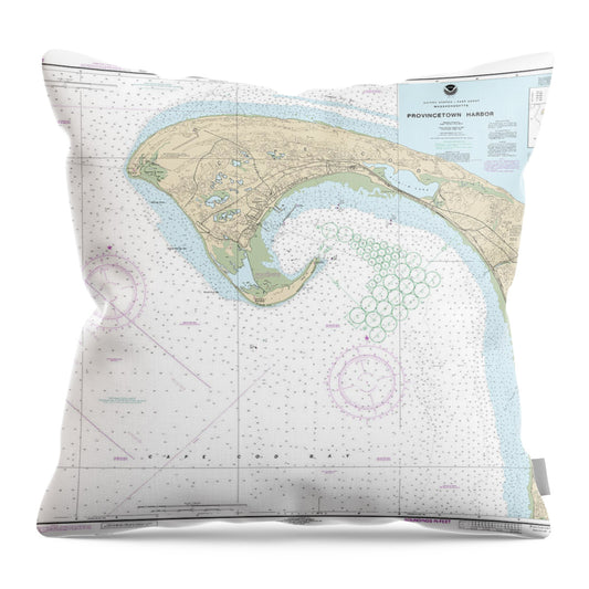 Nautical Chart-13249 Provincetown Harbor - Throw Pillow