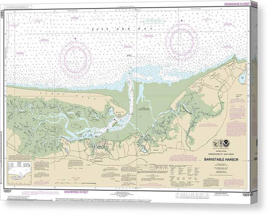 Nautical Chart-13251 Barnstable Harbor - Canvas Print