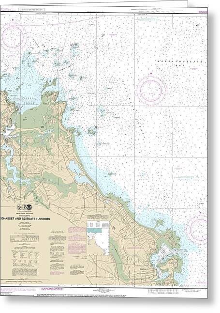 Nautical Chart-13269 Cohasset-scituate Harbors - Greeting Card