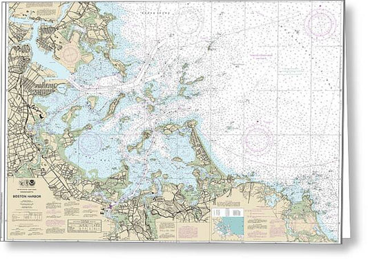 Nautical Chart-13270 Boston Harbor - Greeting Card
