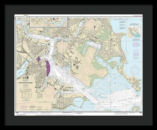Nautical Chart-13272 Boston Inner Harbor - Framed Print