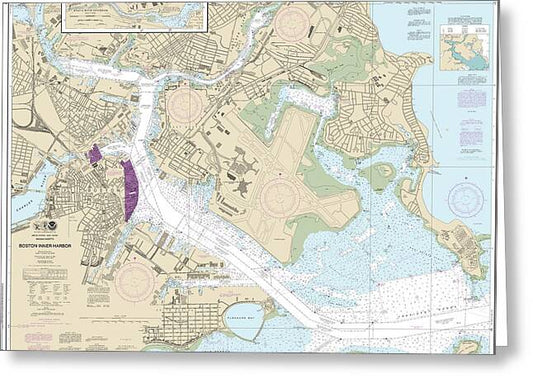 Nautical Chart-13272 Boston Inner Harbor - Greeting Card
