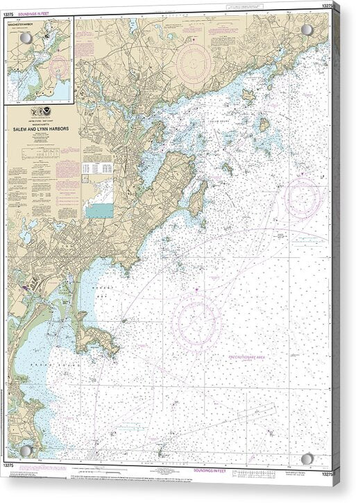Nautical Chart-13275 Salem-lynn Harbors, Manchester Harbor - Acrylic Print
