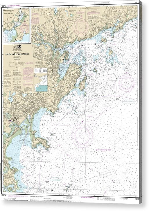 Nautical Chart-13275 Salem-lynn Harbors, Manchester Harbor - Acrylic Print