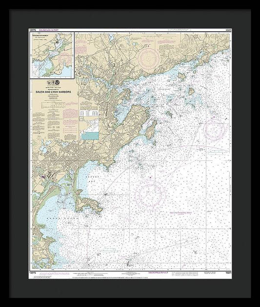 Nautical Chart-13275 Salem-lynn Harbors, Manchester Harbor - Framed Print