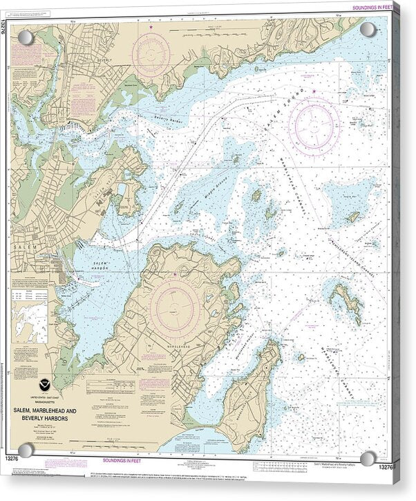 Nautical Chart-13276 Salem, Marblehead-beverly Harbors - Acrylic Print