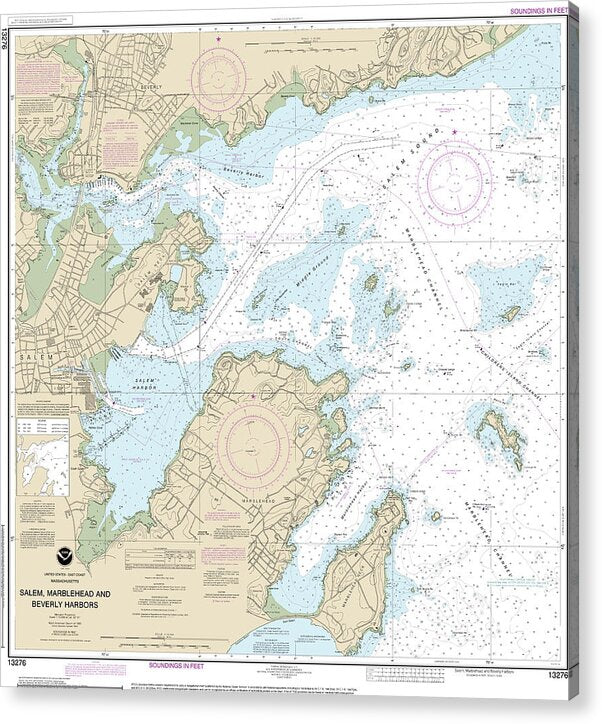 Nautical Chart-13276 Salem, Marblehead-beverly Harbors - Acrylic Print