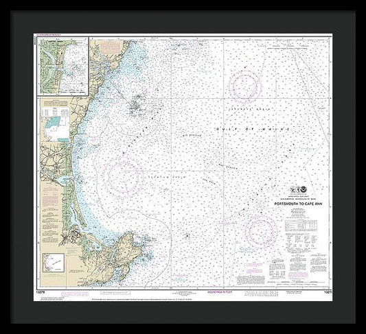 Nautical Chart-13278 Portsmouth-cape Ann, Hampton Harbor - Framed Print