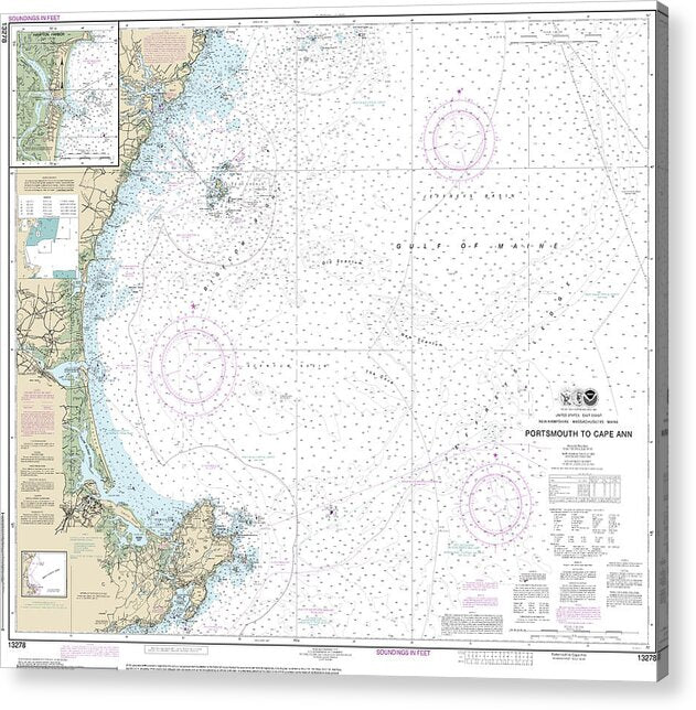 Nautical Chart-13278 Portsmouth-cape Ann, Hampton Harbor - Acrylic Print