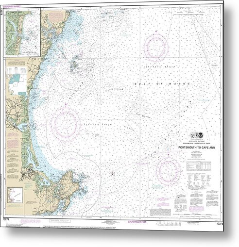 Nautical Chart-13278 Portsmouth-cape Ann, Hampton Harbor - Metal Print