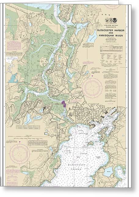 Nautical Chart-13281 Gloucester Harbor-annisquam River - Greeting Card