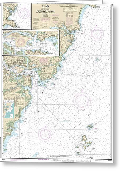 Nautical Chart-13283 Portsmouth Harbor Cape Neddick Harbor-isles-shoals, Portsmouth Harbor - Greeting Card