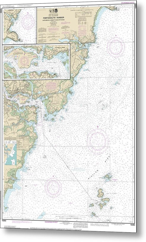 Nautical Chart-13283 Portsmouth Harbor Cape Neddick Harbor-isles-shoals, Portsmouth Harbor - Metal Print