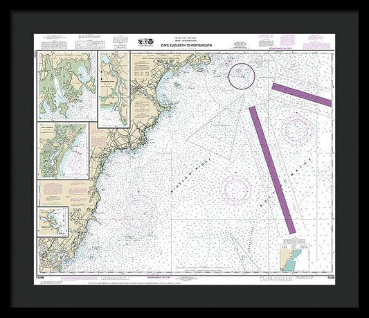 Nautical Chart-13286 Cape Elizabeth-portsmouth, Cape Porpoise Harbor, Wells Harbor, Kennebunk River, Perkins Cove - Framed Print