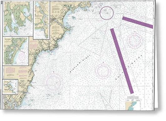 Nautical Chart-13286 Cape Elizabeth-portsmouth, Cape Porpoise Harbor, Wells Harbor, Kennebunk River, Perkins Cove - Greeting Card