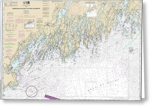 Nautical Chart-13288 Monhegan Island-cape Elizabeth - Greeting Card