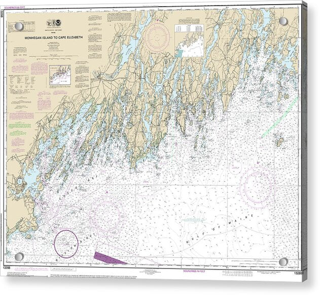 Nautical Chart-13288 Monhegan Island-cape Elizabeth - Acrylic Print