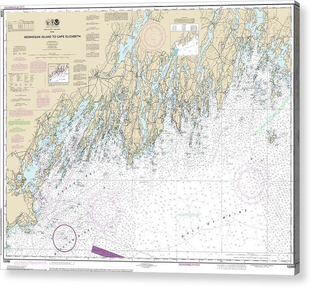 Nautical Chart-13288 Monhegan Island-cape Elizabeth - Acrylic Print