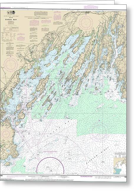 Nautical Chart-13290 Casco Bay - Greeting Card