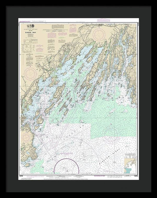 Nautical Chart-13290 Casco Bay - Framed Print