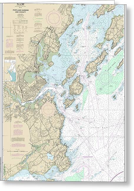 Nautical Chart-13292 Portland Harbor-vicinity - Greeting Card
