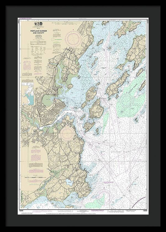 Nautical Chart-13292 Portland Harbor-vicinity - Framed Print