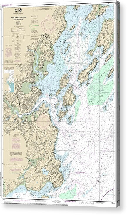 Nautical Chart-13292 Portland Harbor-vicinity - Acrylic Print