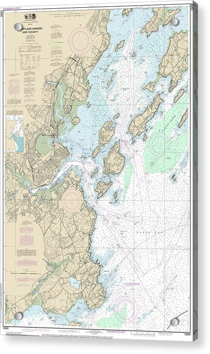 Nautical Chart-13292 Portland Harbor-vicinity - Acrylic Print