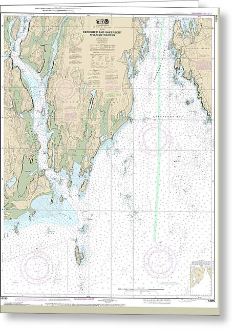 Nautical Chart-13295 Kennebec-sheepscot River Entrances - Greeting Card