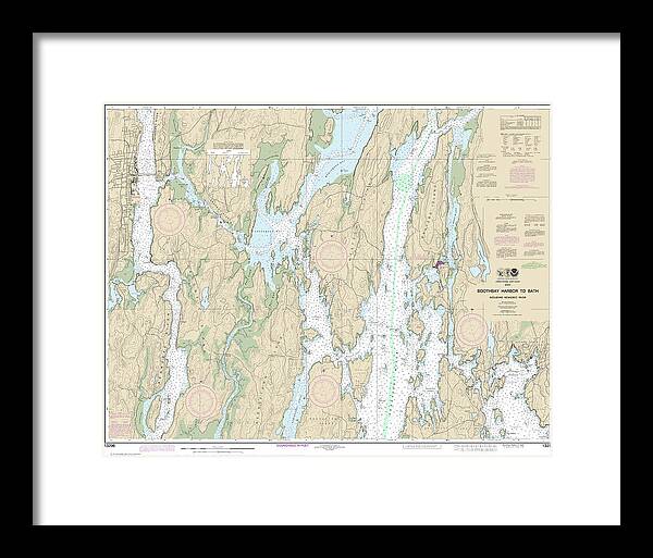Nautical Chart-13296 Boothbay Harbor-bath, Including Kennebec River - Framed Print
