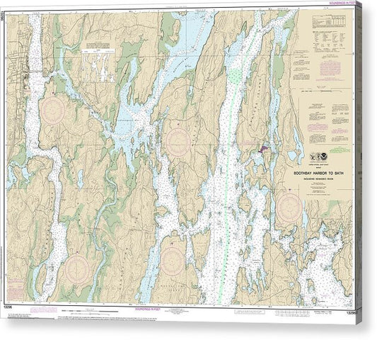 Nautical Chart-13296 Boothbay Harbor-bath, Including Kennebec River - Acrylic Print