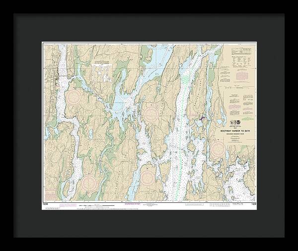 Nautical Chart-13296 Boothbay Harbor-bath, Including Kennebec River - Framed Print