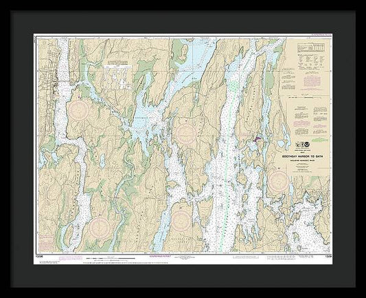 Nautical Chart-13296 Boothbay Harbor-bath, Including Kennebec River - Framed Print