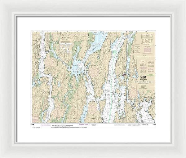 Nautical Chart-13296 Boothbay Harbor-bath, Including Kennebec River - Framed Print