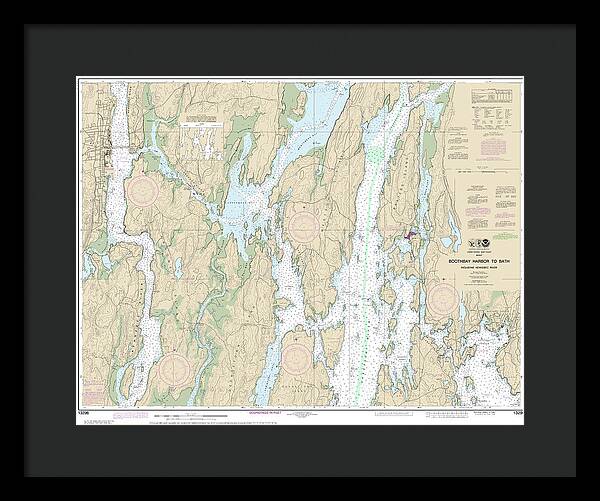 Nautical Chart-13296 Boothbay Harbor-bath, Including Kennebec River - Framed Print