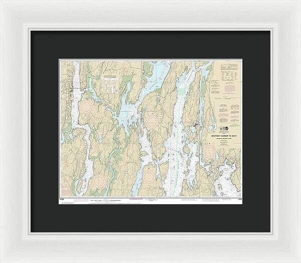 Nautical Chart-13296 Boothbay Harbor-bath, Including Kennebec River - Framed Print