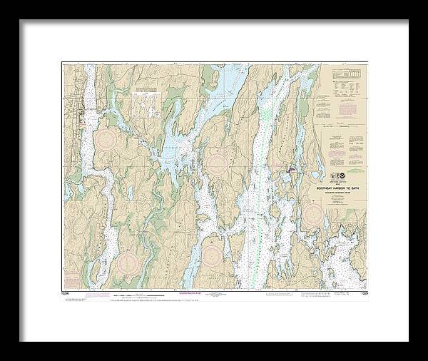Nautical Chart-13296 Boothbay Harbor-bath, Including Kennebec River - Framed Print