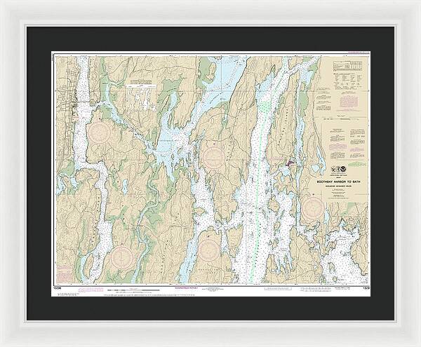 Nautical Chart-13296 Boothbay Harbor-bath, Including Kennebec River - Framed Print