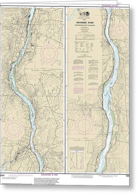 Nautical Chart-13297 Kennebec River Courthouse Point-augusta - Greeting Card