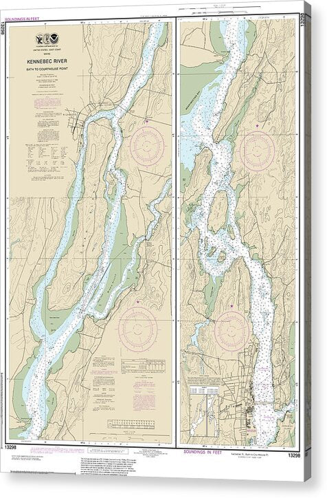 Nautical Chart-13298 Kennebec River Bath-courthouse Point - Acrylic Print
