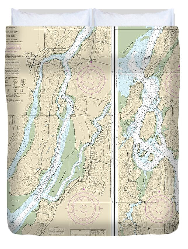 Nautical Chart-13298 Kennebec River Bath-courthouse Point - Duvet Cover