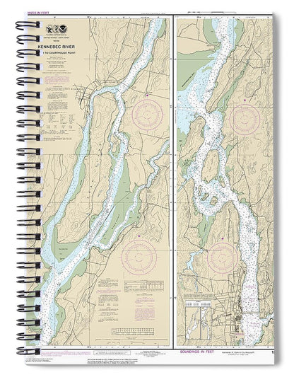 Nautical Chart-13298 Kennebec River Bath-courthouse Point - Spiral Notebook