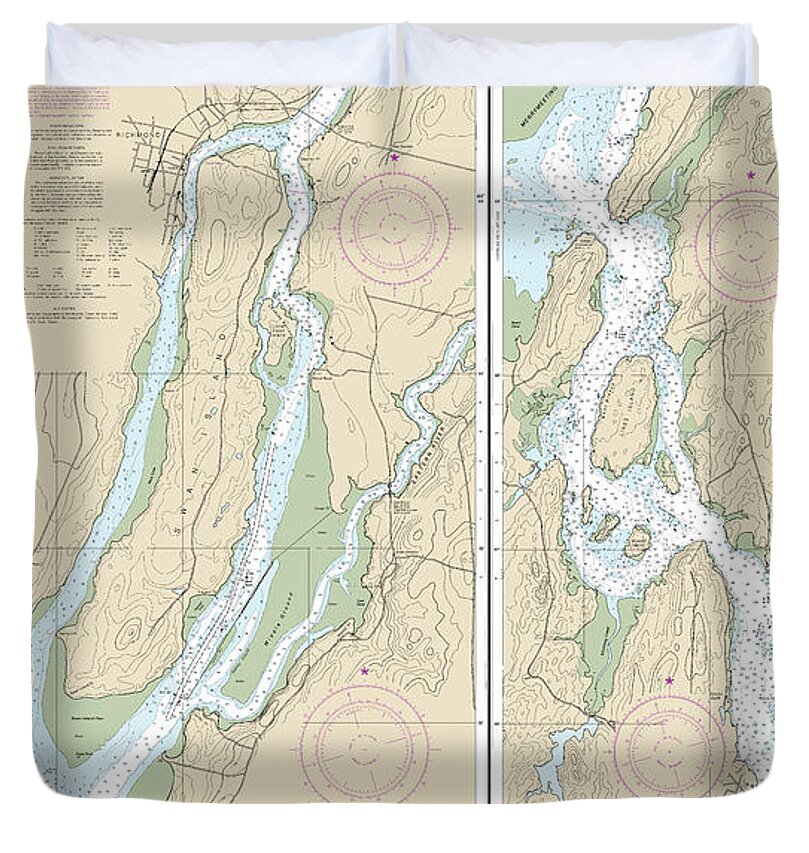 Nautical Chart-13298 Kennebec River Bath-courthouse Point - Duvet Cover