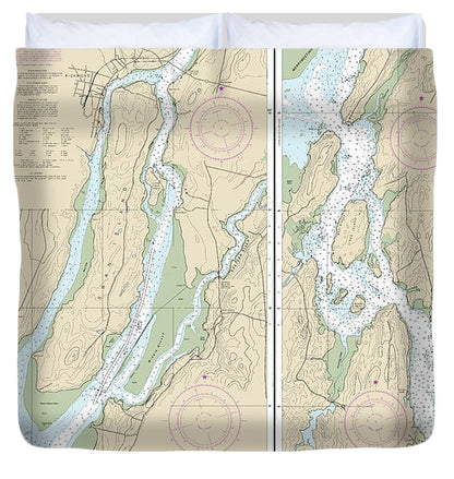 Nautical Chart-13298 Kennebec River Bath-courthouse Point - Duvet Cover