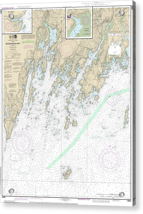Nautical Chart-13301 Muscongus Bay, New Harbor, Thomaston - Acrylic Print