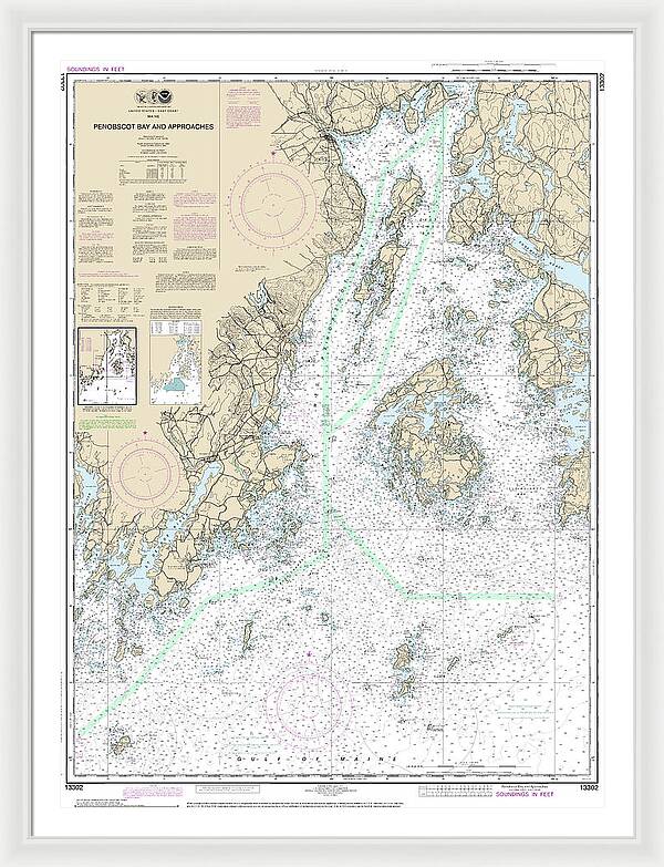 Nautical Chart-13302 Penobscot Bay-approaches - Framed Print