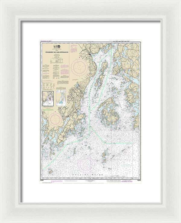 Nautical Chart-13302 Penobscot Bay-approaches - Framed Print
