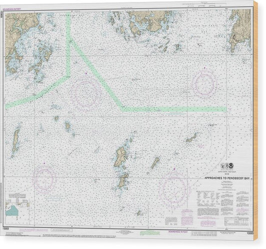 Nautical Chart-13303 Approaches-penobscot Bay - Wood Print