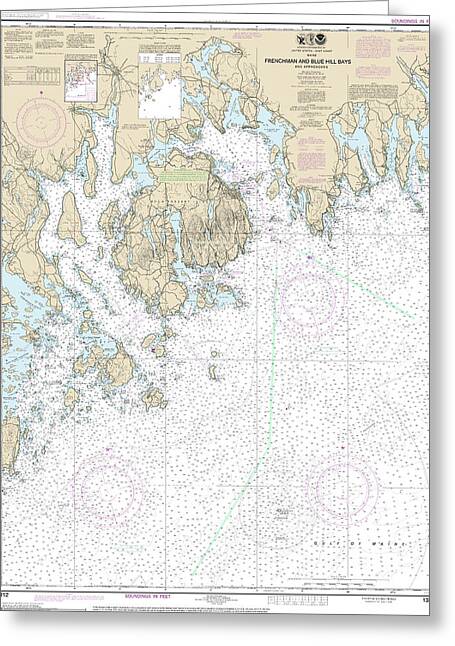 Nautical Chart-13312 Frenchman-blue Hill Bays-approaches - Greeting Card